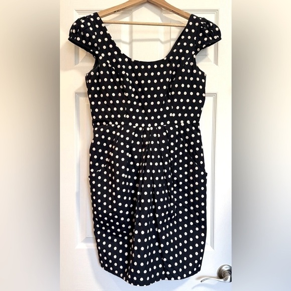 Suzi Chin Dresses & Skirts - Suzi Chin for Maggy Boutique Navy & White Polka Dot Dress w/ Pockets